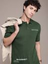 French Connection Men Printed Polo Neck Pure Cotton Green T-Shirt...