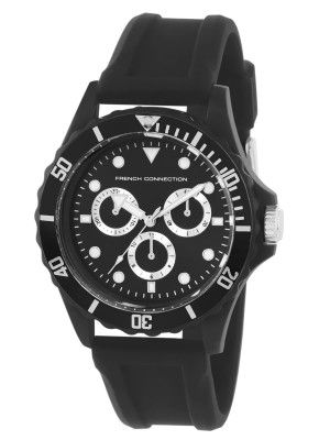 French Connection Men's Flash Analog Watch Black Strap-FC177B