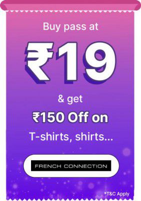 BBD Sale | French Connection Pass only at Rs. 19 and get discount of 25% upto Rs 150