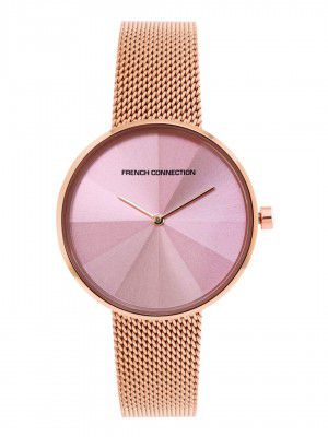 French Connection Stainless Steel Analog Rose Gold Dial Women's Watch-Fcl21-D, Band_White