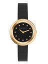 French Connection Sunray Black Round Dial with Black Leather Strap Watch for Womens ...