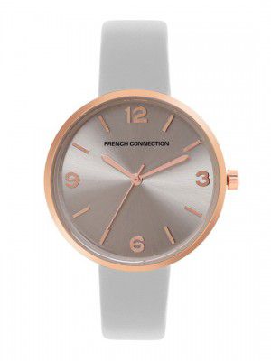 French Connection Women Grey Dial & Grey Leather Straps Analogue Watch FCN00019B