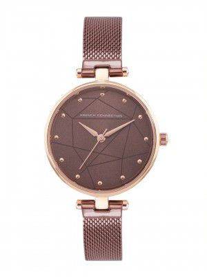 French Connection Women's Analog Watch Brown Strap-FCN00028D