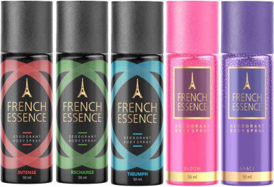 FRENCH ESSENCE Deo Combo of Bloom - For Men & Women  (250 ml, Pack of 5)