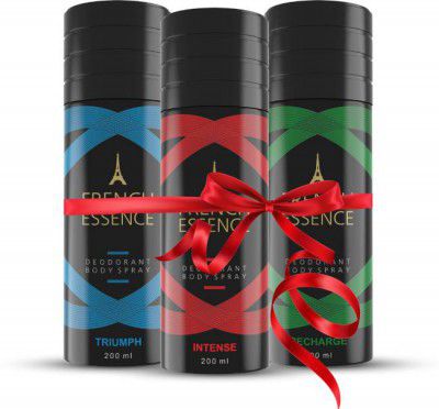 FRENCH ESSENCE Deodorant Body Spray (600 ml, Pack of 3)