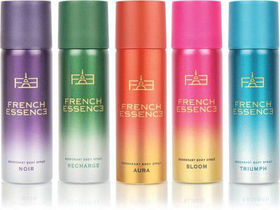 FRENCH ESSENCE Luxury Combo Pack  Long Lasting Deo Deodorant Spray - For Men & Women  (50 ml, Pack of 5)