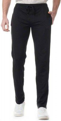 French Kleider Men Solid Black Track Pants