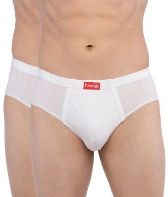 Frenchie® Plus White 100% Combed Cotton Briefs for Men with Concealed Waistband | Combo Pack Innerwear for Men