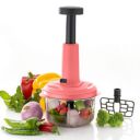 Frenchware (900 ml, Peach) Multipurpose Vegetable Push Chopper for Kitchen with 3 Blades, Polypropylene Material, Handy & Compact Chopper...