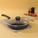 Frenchware Non-Stick FryPan 24cm with 5 Layer Coating, Induction Base, Glass Lid and Ergonomic Handles, Durable Granite Finish, 100% Food-Grade, Flared Rims (Pack of 1)...