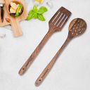 Frenchware Pure Sheesham Wood Spoons and Spatula for Non Stick Cookware Used for Cooking, Baking & Mixing, Seamless Design (Set of 2, Brown)...