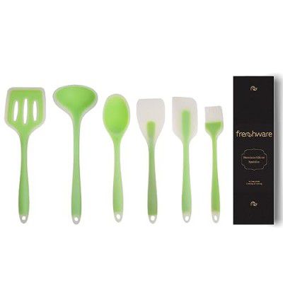 Frenchware (Set of 6) Non-Stick Premium Silicone Spatula & Kitchen Utensil Set for Cooking, Baking & Mixing, Heat-Resistant up to 230°C, Food-Grade & BPA-Free, Dishwasher Safe, FDA Approved (Green)