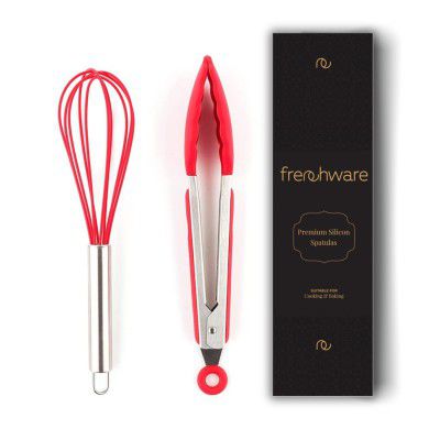Frenchware Whisk Tongs Combo, Whisk For Kitchen & Tongs For Kitchen - Silicone Set for Cooking, Baking & Mixing - Seamless Design, Heat-Resistant -40°C to 230°C, Food-Grade & BPA-Free, Dishwasher Safe