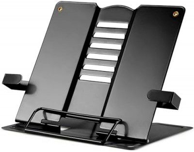 FRENYEAR Metal Book Stand | Portable Cookbook Holder, Adjustable Recipes Organizer | Foldable Reading Study Accessories (Multicolor)