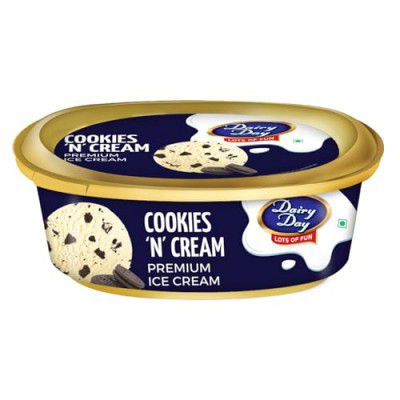 [ Fresh Mumbai ] Dairy Day Cookies N Cream Premium Ice Cream Tub 500ml