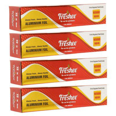 Freshee 105000sqcm Aluminium Silver Kitchen Foil Roll Paper | Pack of 4