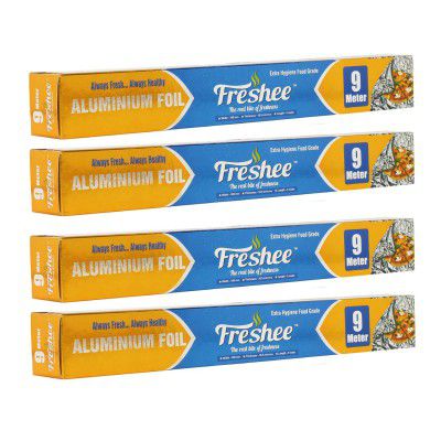 Freshee 9m Aluminium Silver Kitchen Foil Roll Paper Pack of 4  
