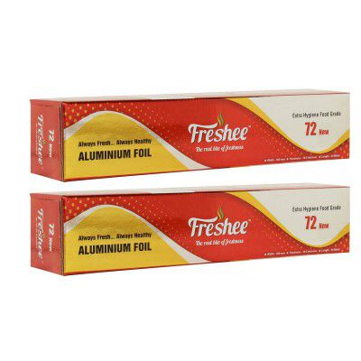 Freshee New Disposable Aluminium Silver Kitchen Foil Roll | 44 m, Pack of 2