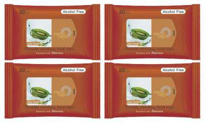 FreshOnes Naturally Refreshing Wipes Kiwi Fresh (20 Wipes, Pack of 4)