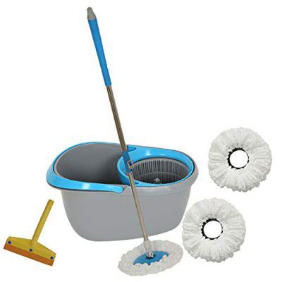 Frestol plastic Mop +3 Refill+Rod + Wiper - Grey/Blue
