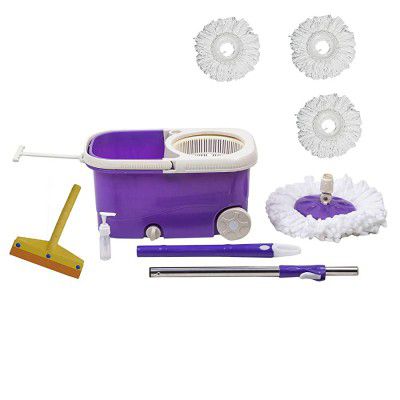 Frestol - SPDMPWP701PP Plastic Mop with Wheel+4 Refill+Rod+ Wiper - Purple