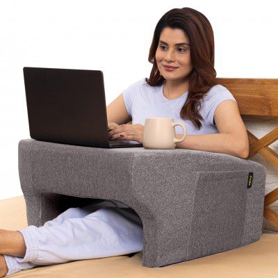 Frido Lap Desk Pillow | Portable Computer Table & Laptop Lap Desk for Sofa, Bed, Floor | Grey Colour