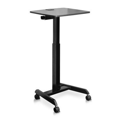 Frido Portable Standing Desk for Home & Office | Height-Adjustable Standing Desk with Lockable Wheels | Durable MDF Top & Mild Steel Stand | Lightweight & Foldable | Spacious & Stable (Black)