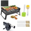 FRIEDERICH Charcoal Barbeque Grill - Portable Free Standing Folding Bbq Grill(2 Spatula,1 Bbq,10 Skewers,1 Air Blower)...