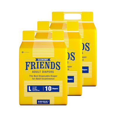 Friends Economy Adult Diapers Tape Style - 30 Count (Large) with odour lock and Anti-Bacterial Absorbent Core- Waist Size 29.53-57.09 Inch ; 75-145 Cm