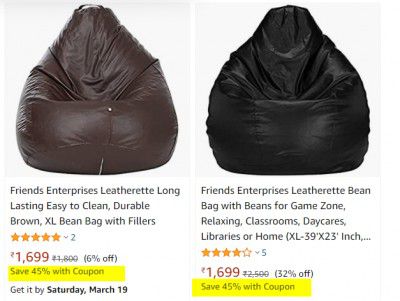 Friends Enterprises Leatherette, XL Bean Bag with Fillers