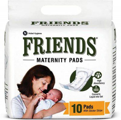 Friends Maternity Pad Releasetape for Post Pregnancy Bleeding Sanitary Pad (Pack of 10)