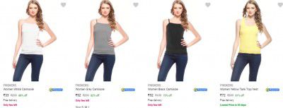 Friskers Womens Camisoles And Slips Starts @ Rs 53