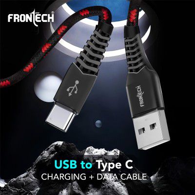 FRONTECH 17W / 3.4A Super Fast Charging 1M Braided USB to Type-C Data Cable (1035 - Black)