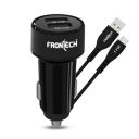 FRONTECH 17W Dual USB Car Charger with 1M Type-C Cable | Fast Charging (5V/3.4A) | Compact, Anti-Vibration Design | Charge 2 Devices Simultaneously (CCH-0008)...