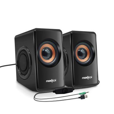 FRONTECH 2.0 USB Powered Multimedia Speakers | 2 x 2.5W Drivers (5 cm) | 3.5mm Jack Connectivity (SPK-0001, Black)