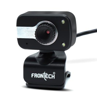 FRONTECH 2252 Digital Zoom Webcam with Full Stereo Dual Built-in Mics, 480 Pixel CMOS Camera - Black & Silver