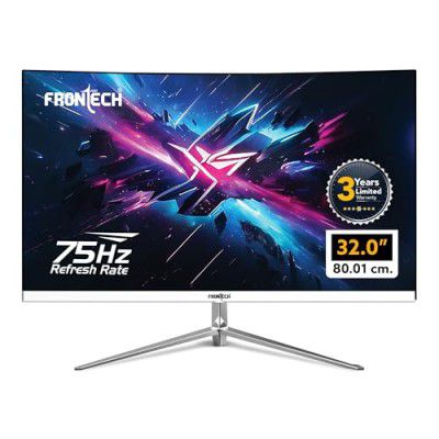 FRONTECH 32" Ultima Series Curved LED Monitor | Refresh Rate 75Hz, 3000R Curve | Built-in Speaker (MON-0073,White)