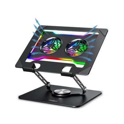 Frontech 360° Rotating Laptop Cooling Stand | 2x65 mm RGB Detachable Fan (CP-0015)