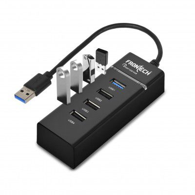 Frontech 4 Port USB Hub Dock, LED Indicators, Plug and Play