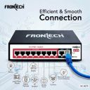 Frontech 8+2 Port PoE+ Switch | 120W PoE | 8×10/100 Mbps PoE Ports + 2 Uplink Ports | 250m Extend Mode | Plug & Play | Network Protection | Ideal for CCTV, IP Camera, Router & Office Use (NC-0079)