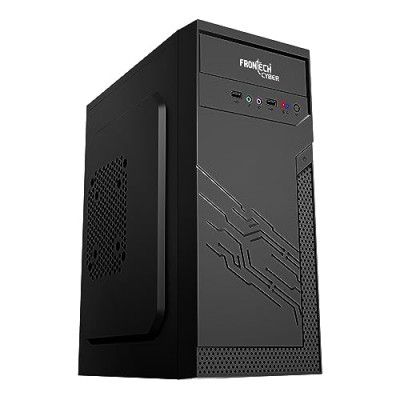 FRONTECH Cyber Silver Series Cabinet/Computer Case with HD Audio | ATX/Mini ATX Compatible | 2 x Front USB | Ideal for Home/Office/Gaming (FT 4269, Black)