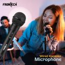 FRONTECH Dynamic Microphone with 3m Cable | 6.5mm Jack | On/Off Switch - Durable Metal Net, Compatible with Karaoke Machines and Speakers, Ideal for Speech, Weddings (HF-0014, Black)...