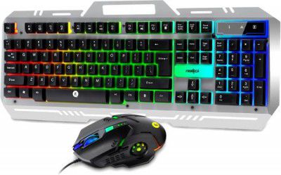 Frontech KB-0039 Wired Super Design Gaming Keyboard and Optical Mouse| RGB Backlight Combo Set  (Black)