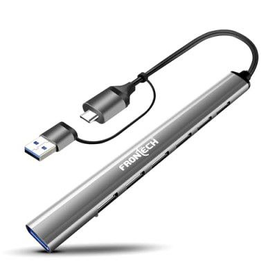 FRONTECH NC-0043 7-in-1 USB-C Hub Adapter | USB 3.0 & 2.0 Ports, SD/TF Card Reader