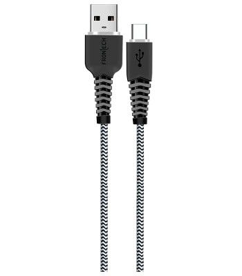 FRONTECH USB Type A to Type C 30W (3.4A) Braided Fast Charging & 5 Core Cable | 1 Meter | Black & White