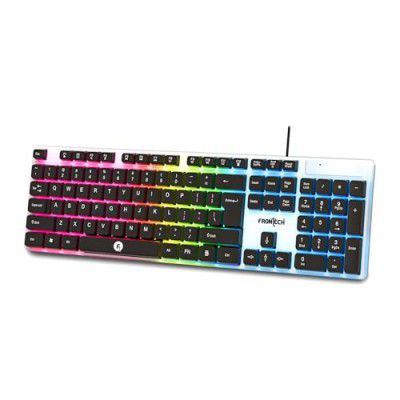 FRONTECH Wired Gaming Keyboard with 104 Keys | (KB-0042, White & Black)