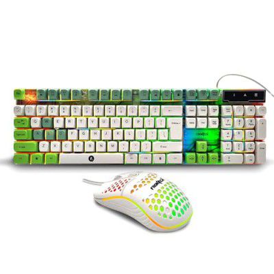 Frontech Wired Nova Knight Gaming Keyboard & Mouse Set | LED Rainbow Backlit | 104 Keys (KB-0045, White + Green)