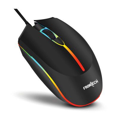 FRONTECH Wired USB Gaming Mouse | 3 Button Mouse| RGB Light| 1200 DPI | USB Plug & Play (MS-0068, Black)
