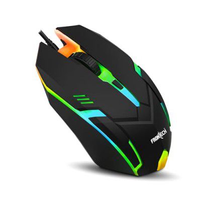 FRONTECH Wired USB Optical Mouse (MS-0067, Black)