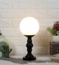 Frosted White & Black Glass & Metal Table Lamp...